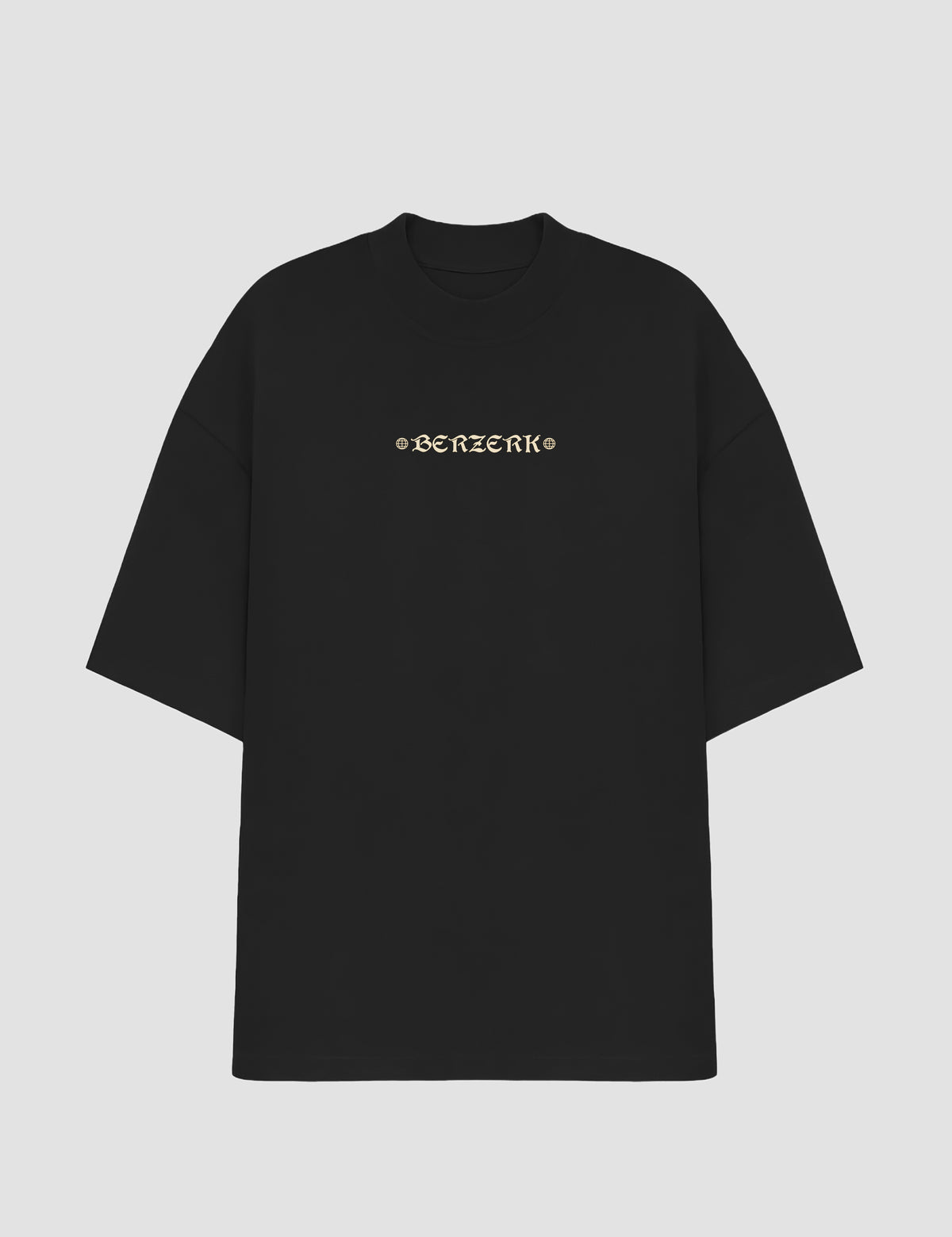 Camiseta oversized preta Berzerk Leg Day vista frontal com logo no peito