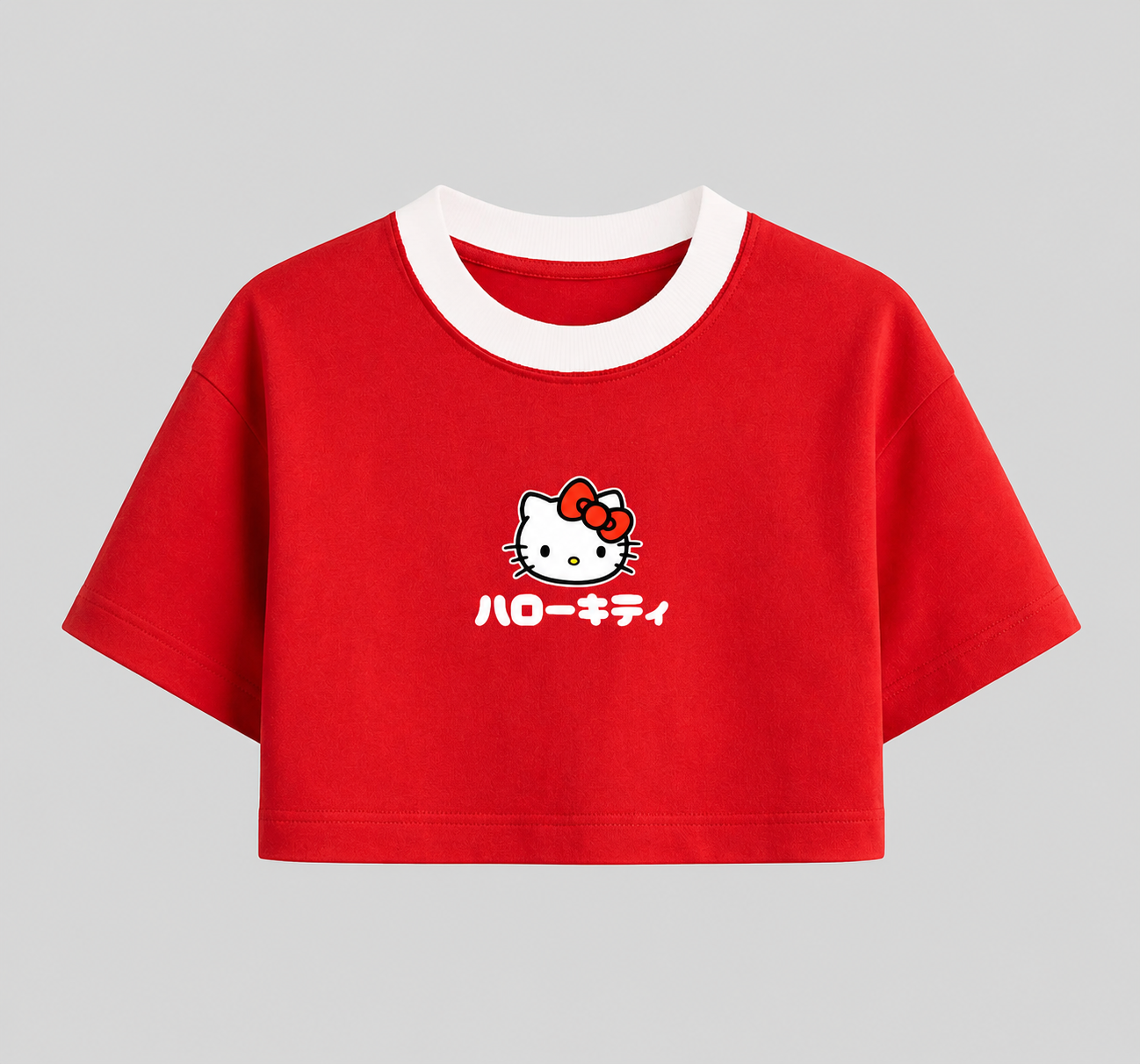 Cropped Oversized - Hello Kitty - Kanji (Vermelho)