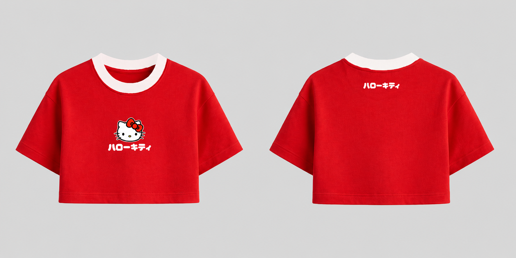 Cropped Oversized - Hello Kitty - Kanji (Vermelho)